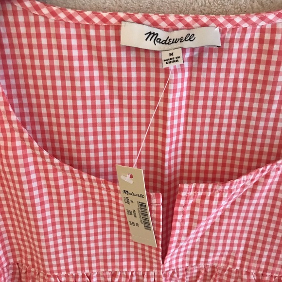 NWT! Madewell Embroidered Gingham Tank Top / Boho - Picture 5 of 8